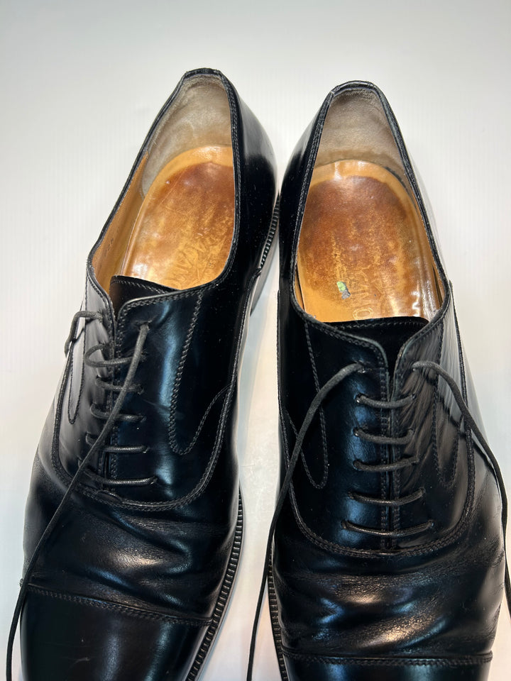 Salvatore Ferragamo Black Cap Toe Oxford Men’s 11 D Leather Made in Italy Dress Shoes