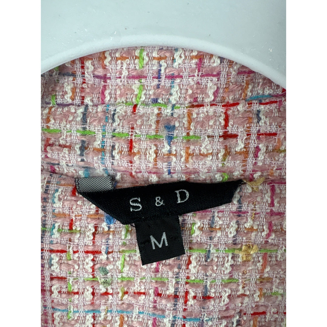 S & D Womens Medium Multicolor Tweed Blazer Jacket