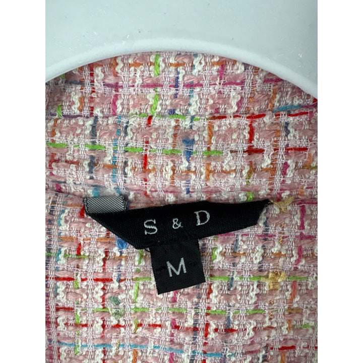 S & D Womens Medium Multicolor Tweed Blazer Jacket