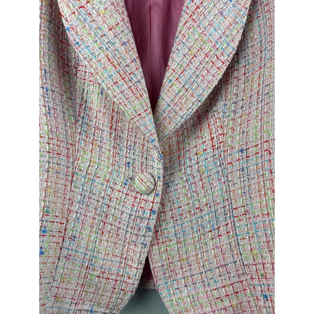 S & D Womens Medium Multicolor Tweed Blazer Jacket