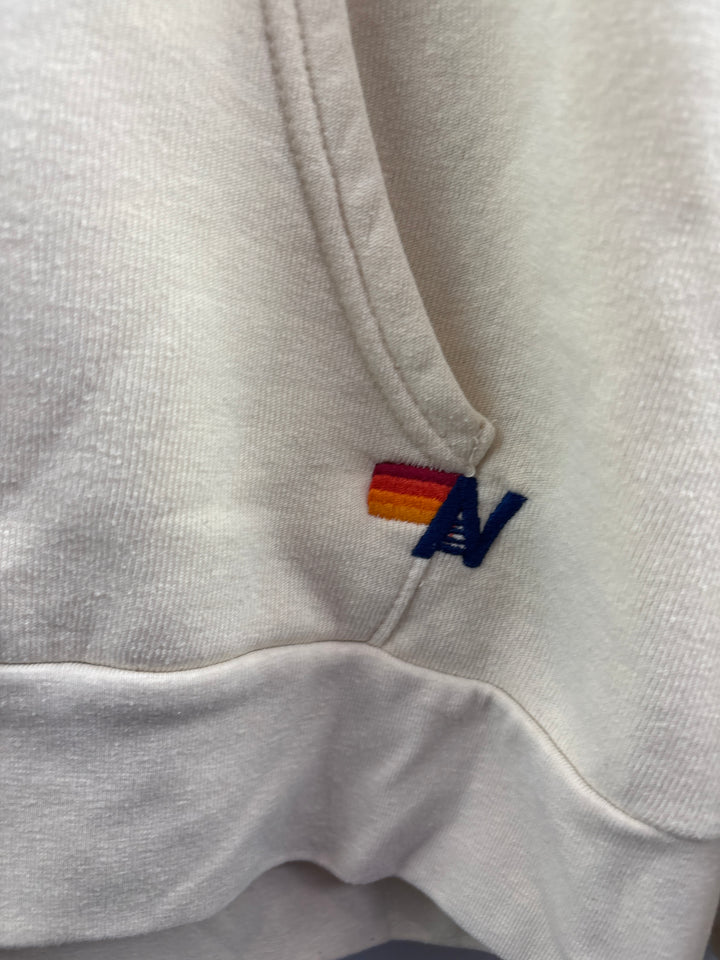 Men’s Aviator Nation XL Cream Zip-Up Hoodie w/ Multicolored Stripes