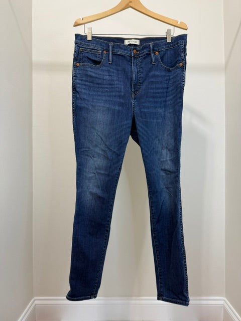 Madewell 10" High‑Rise Skinny Jeans Sz33(Dark Wash, Soft Stretch)