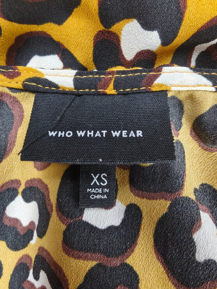 Women’s Who What Wear Leopard Print Midi Dress Mustard XS
