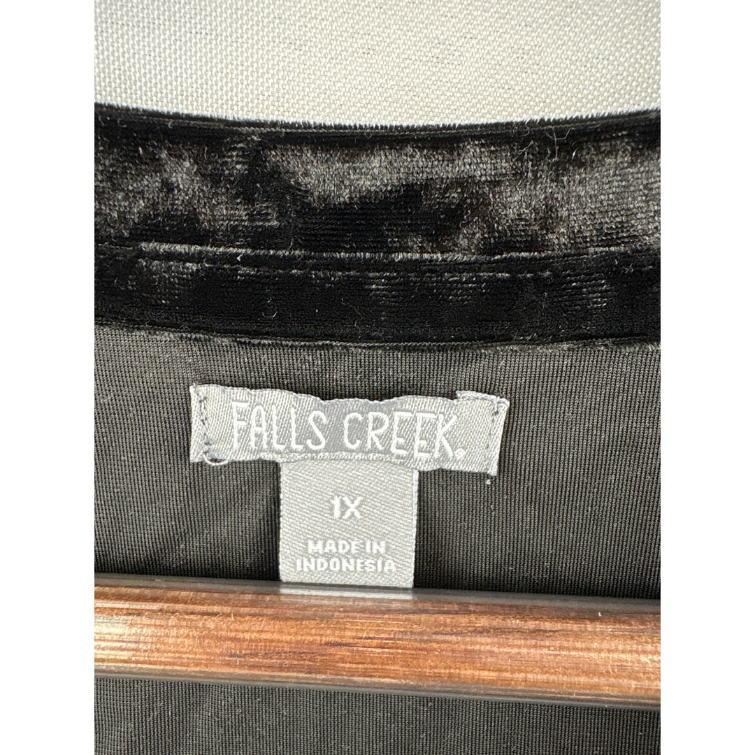 Women’s Falls Creek 1X Black Velvet T-Shirt with Breast Pocket