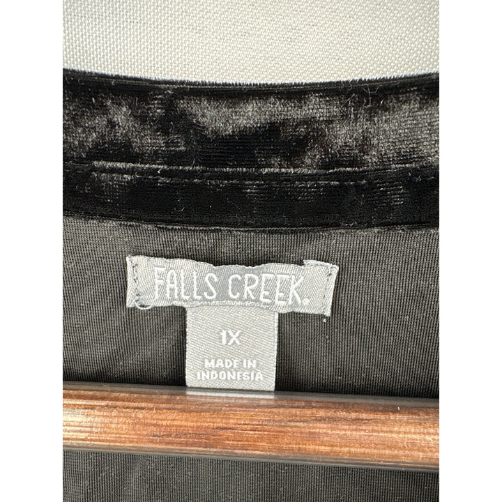 Women’s Falls Creek 1X Black Velvet T-Shirt with Breast Pocket