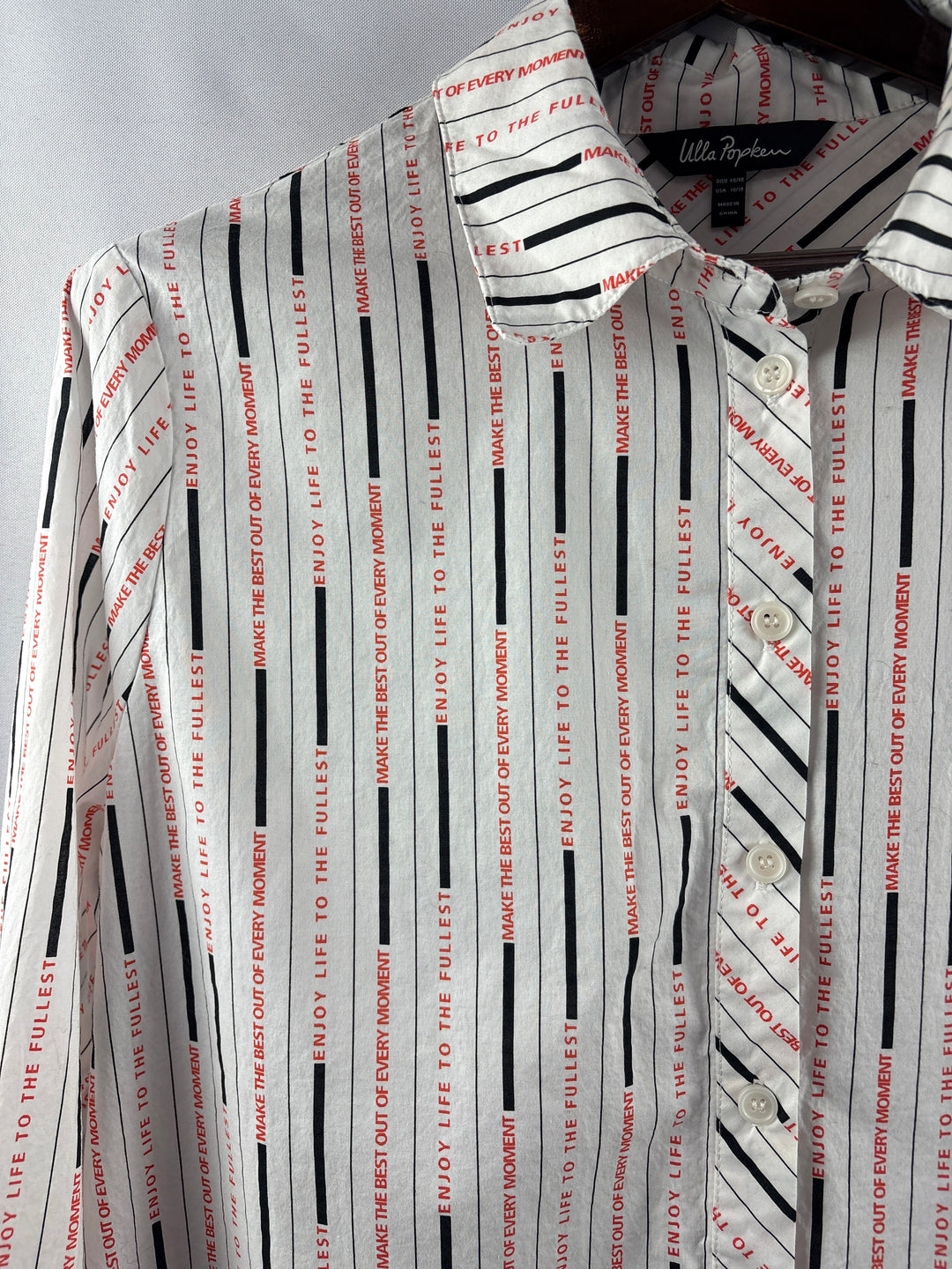 Women’s Ulla Popken Size 16/18 White Graphic Button Up