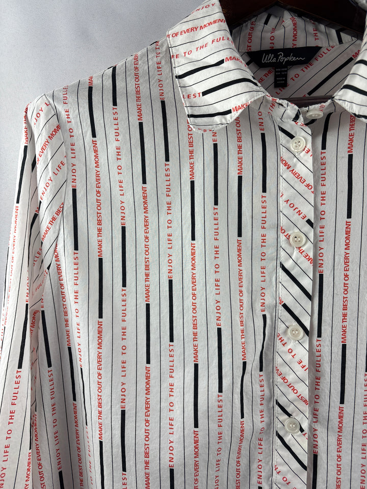 Women’s Ulla Popken Size 16/18 White Graphic Button Up