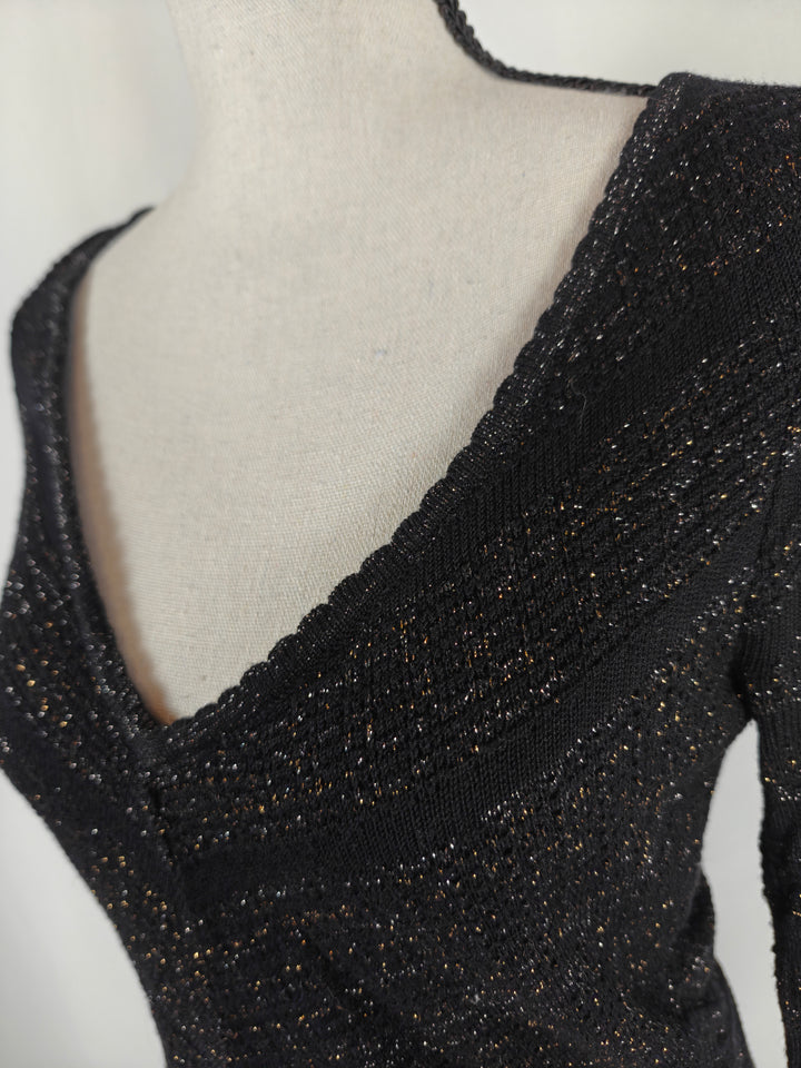 Women Guess Jeans Sweater Dress Black Gold Size L