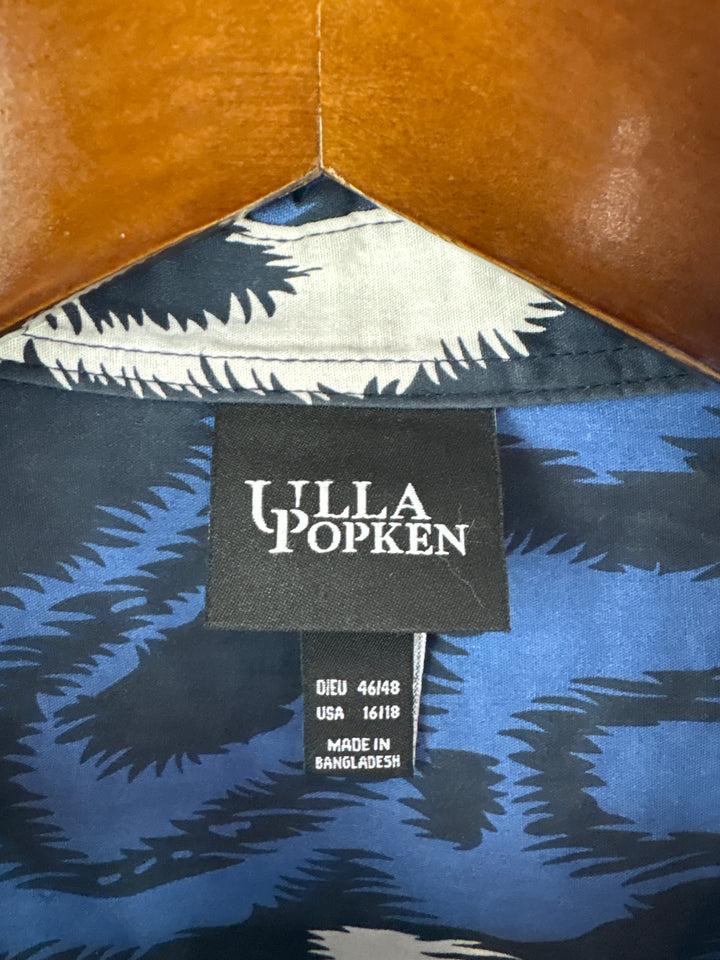 Women’s Ulla Popken Size 16/18 Blue Paisley Oversized Button Up