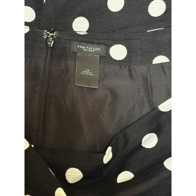 Women’s Ann Taylor Black Polka Dot Pencil Skirt Sz 14