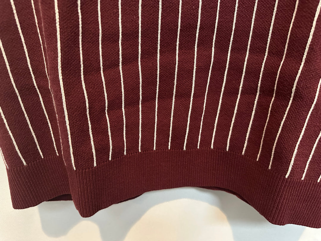 Men’s American Eagle Maroon and White Striped Polo Size L