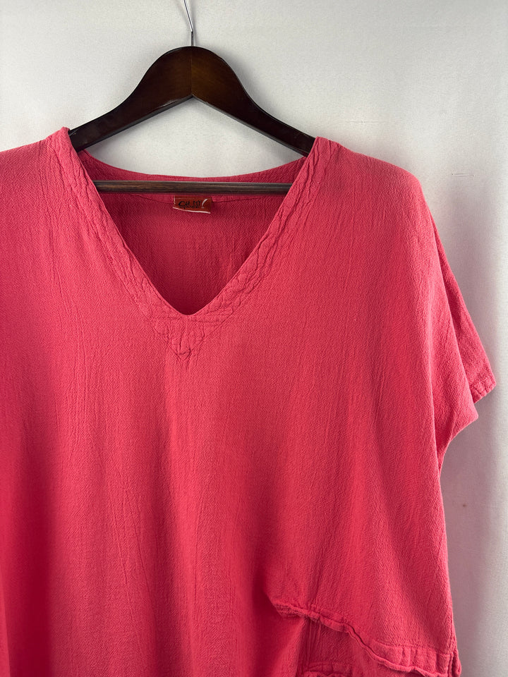 Women’s Oh My Gauze! XL Bright Salmon Short Sleeve Blouse