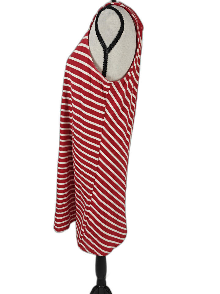 Women’s Beach Lunch Lounge A-Line Tank Dress Red White Stripe Size S/P