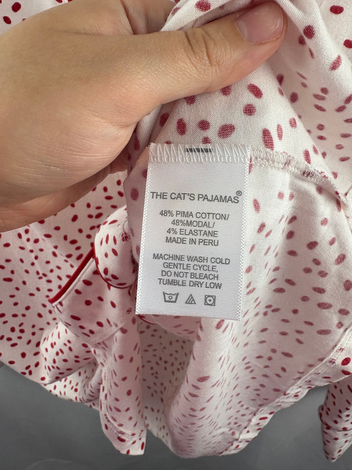 Women’s The Cat’s Pajamas Size 1X White w/ Red Dots PJ Set