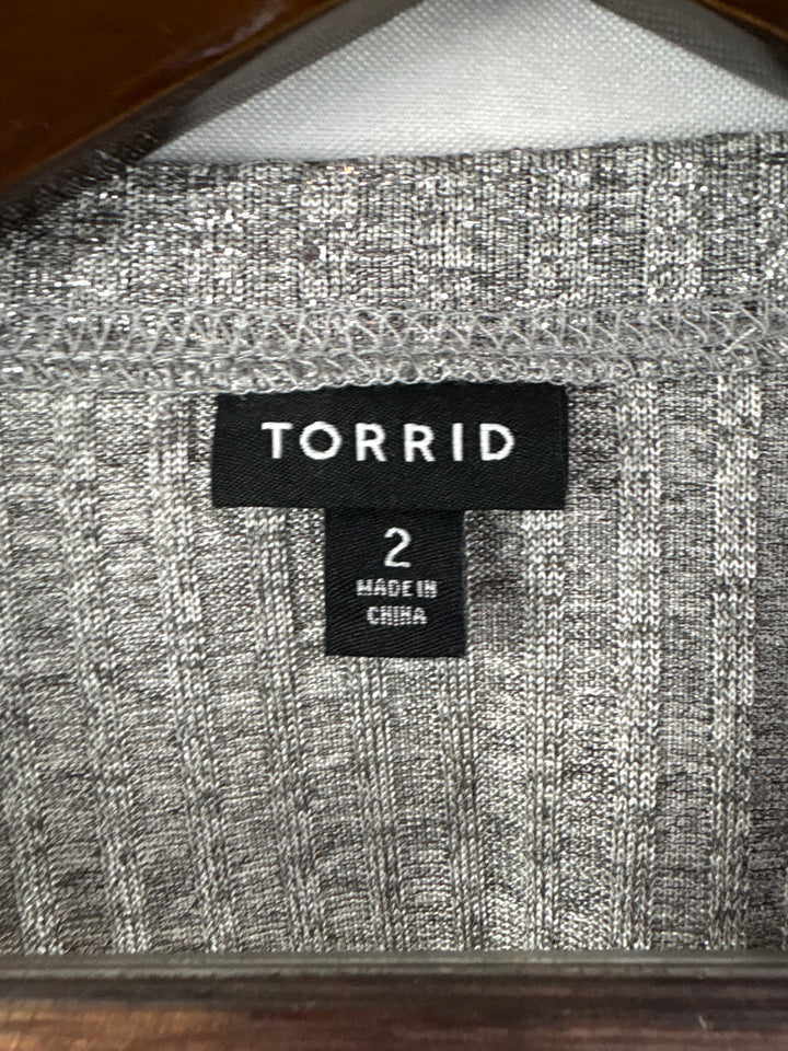 Women’s Torrid Size 2 Metallic Silver Striped Long Sleeve