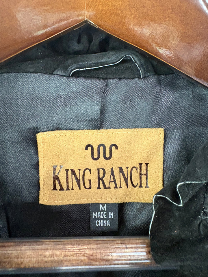 Women’s King Ranch Medium Black Suede Vest w/ Gold Buttons
