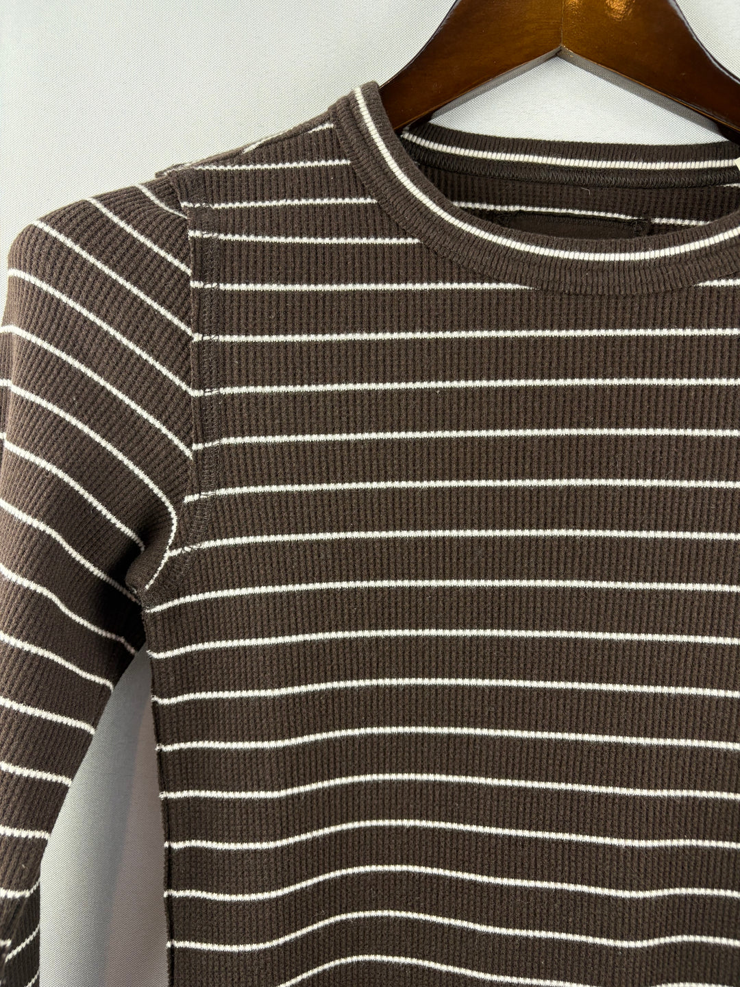 Women’s Aerie Medium Chocolate Brown w/ White Stripes Long Sleeve