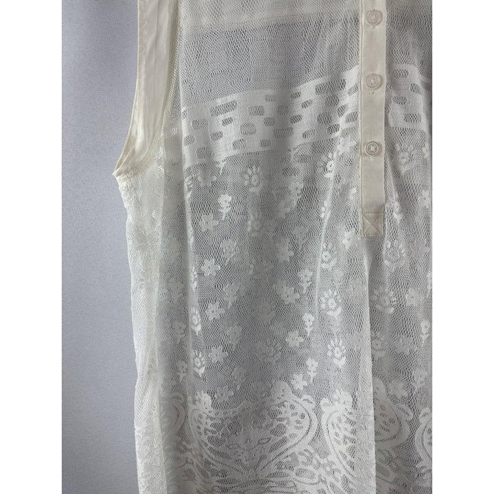 Cabi Womens Sleeveless Lace Blouse Medium White Polyester & Cotton