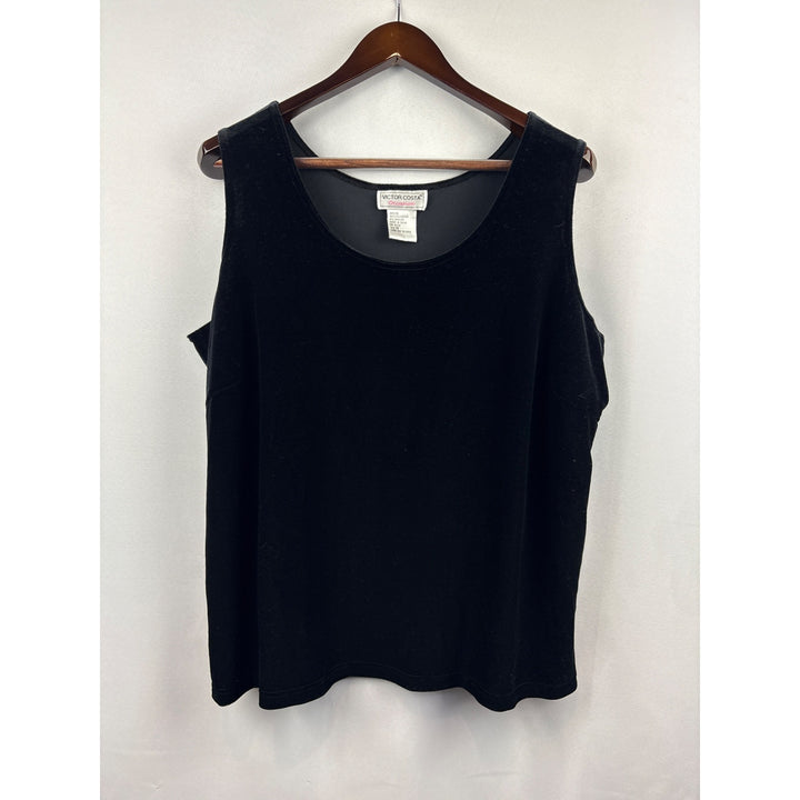 Women’s Victor Costa 1X Black Velvet Sleeveless Blouse