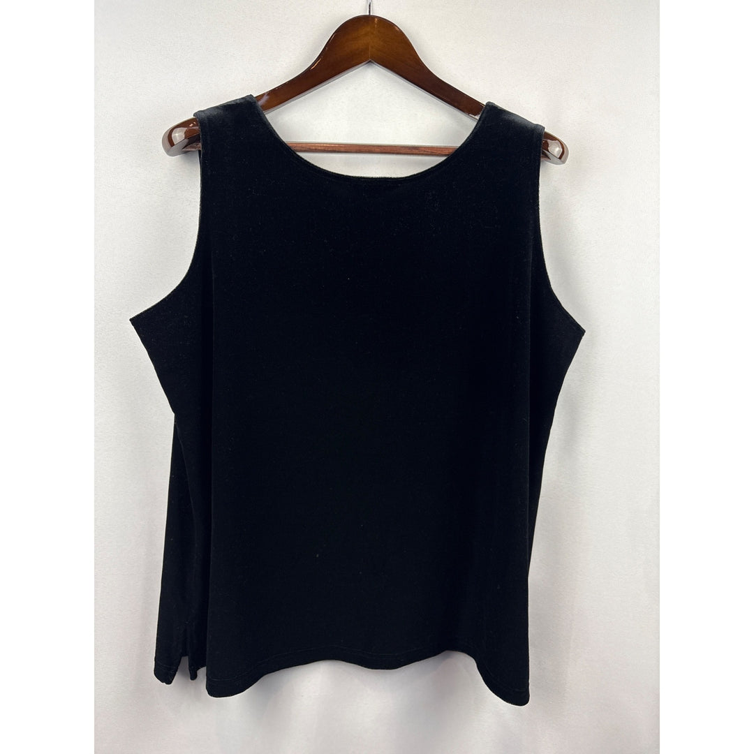 Women’s Victor Costa 1X Black Velvet Sleeveless Blouse