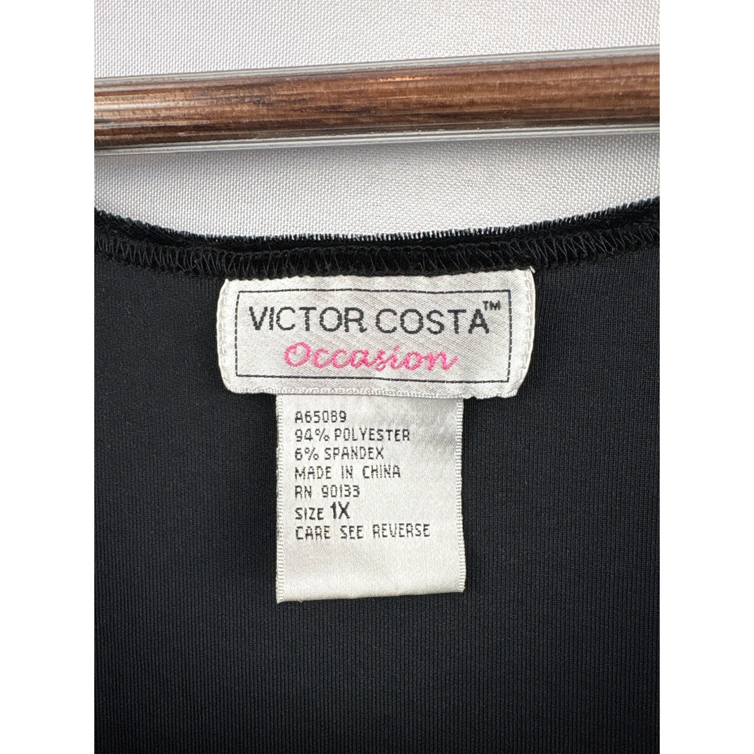 Women’s Victor Costa 1X Black Velvet Sleeveless Blouse