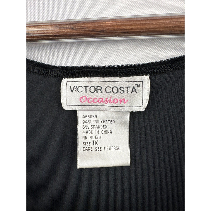 Women’s Victor Costa 1X Black Velvet Sleeveless Blouse