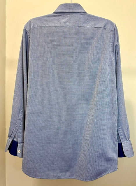 Charles Tyrwhitt Non‑Iron Slim Fit Textured Blue/Black Shirt SzL(16/35)