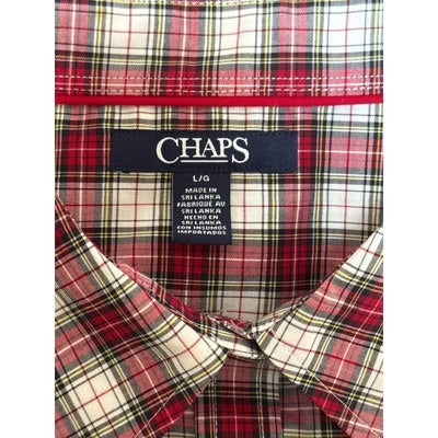 Women’s CHAPS Red & Green Checkered Button up Sz L