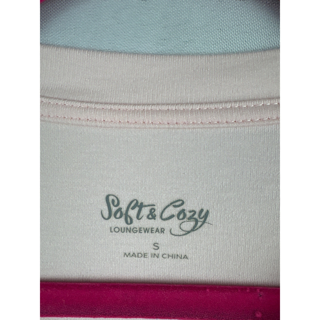 Soft & Cozy Loungewear Long Sleeve Top S Light Pink Cotton Blend