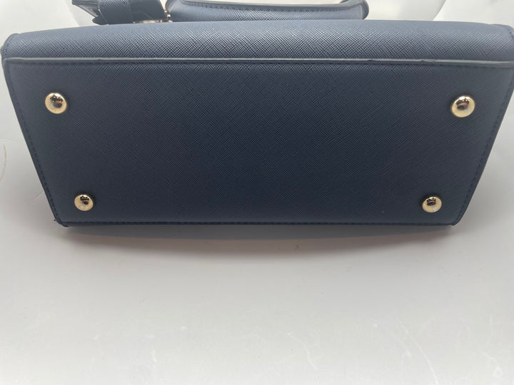 Dune London Navy Blue Structured Satchel Handbag Gold Hardware Women&