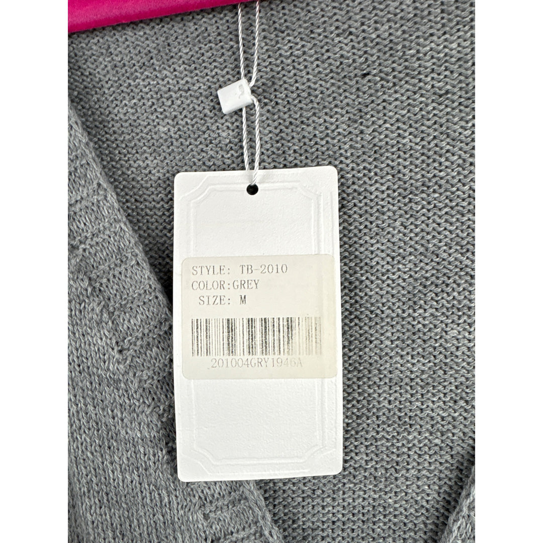 Tanib Grey V-Neck Crossover Sweater M
