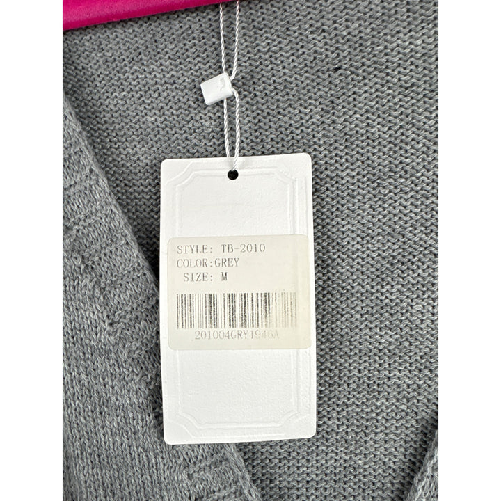 Tanib Grey V-Neck Crossover Sweater M