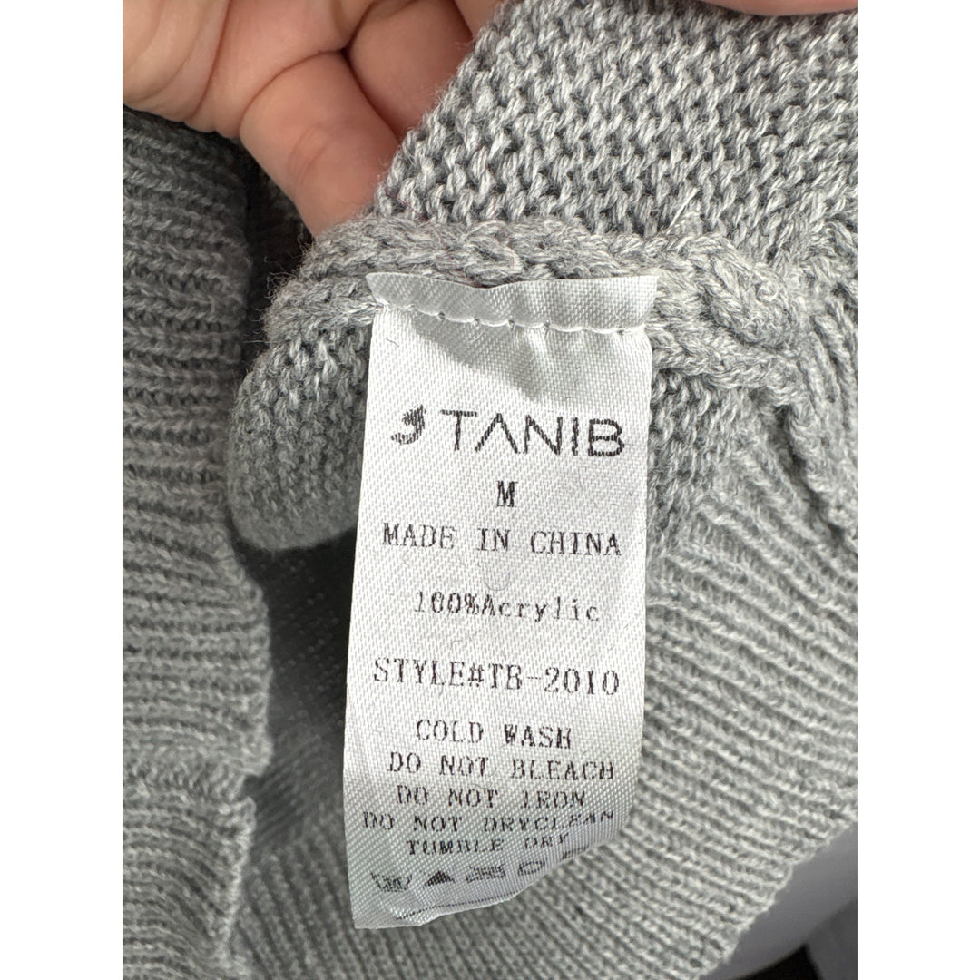 Tanib Grey V-Neck Crossover Sweater M