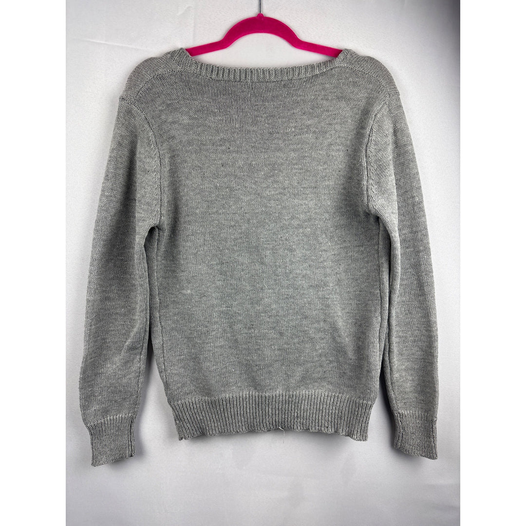 Tanib Grey V-Neck Crossover Sweater M