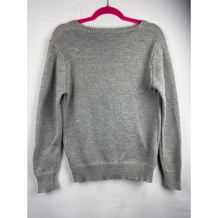 Tanib Grey V-Neck Crossover Sweater M