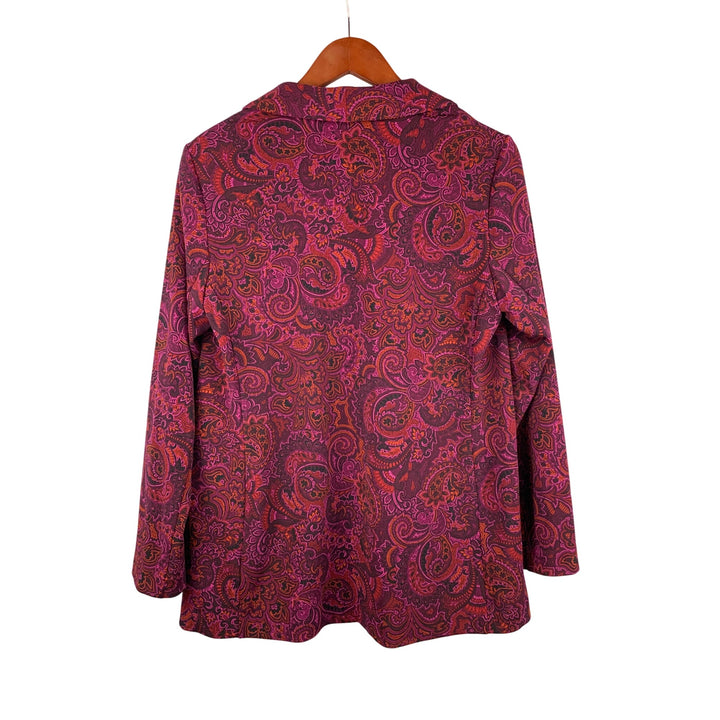 Susan Graver Womens Paisley Blazer Jacket Size MP Purple/Pink