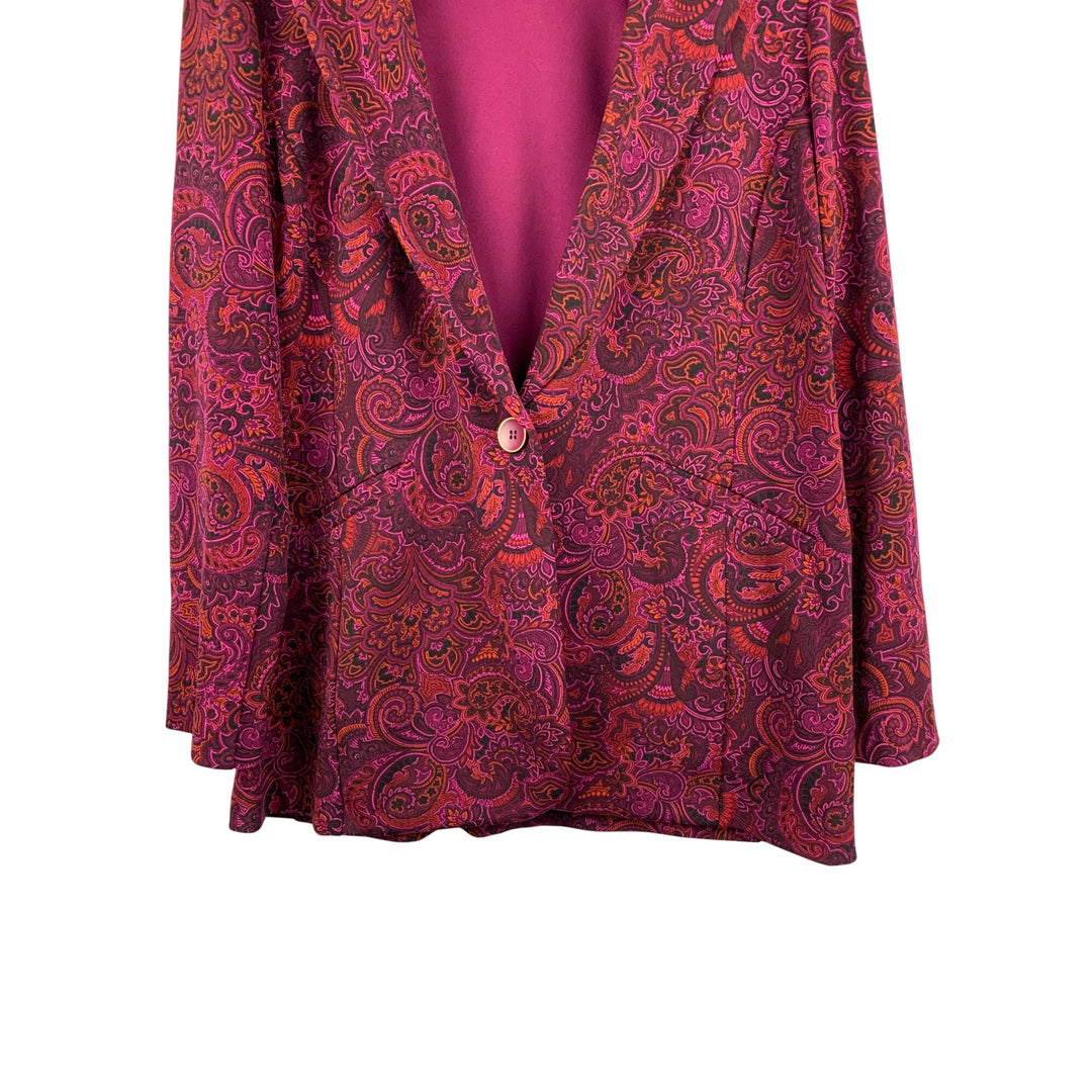 Susan Graver Womens Paisley Blazer Jacket Size MP Purple/Pink