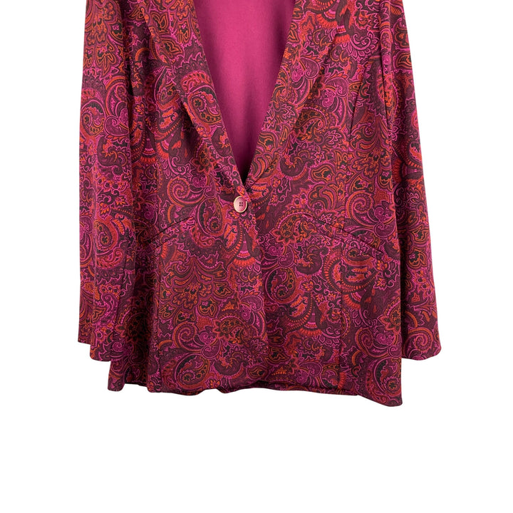 Susan Graver Womens Paisley Blazer Jacket Size MP Purple/Pink