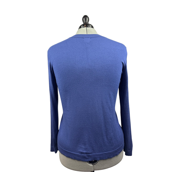 Women’s Chicos Size 3 Periwinkle Cardigan with Shell Buttons