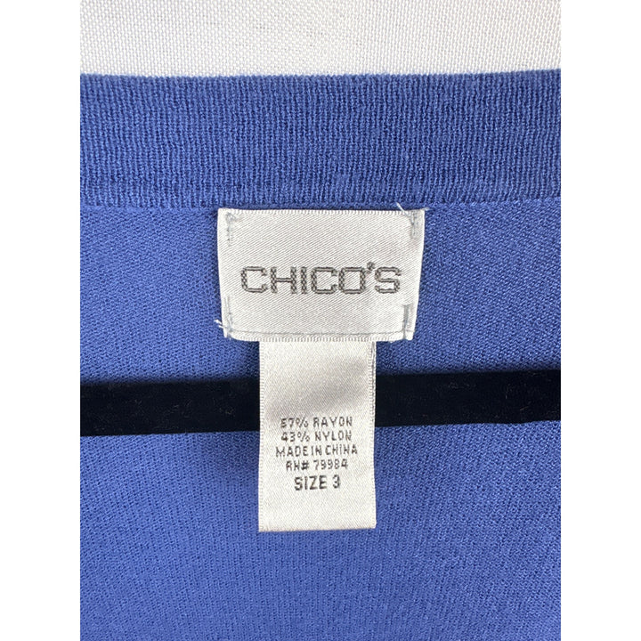 Women’s Chicos Size 3 Periwinkle Cardigan with Shell Buttons
