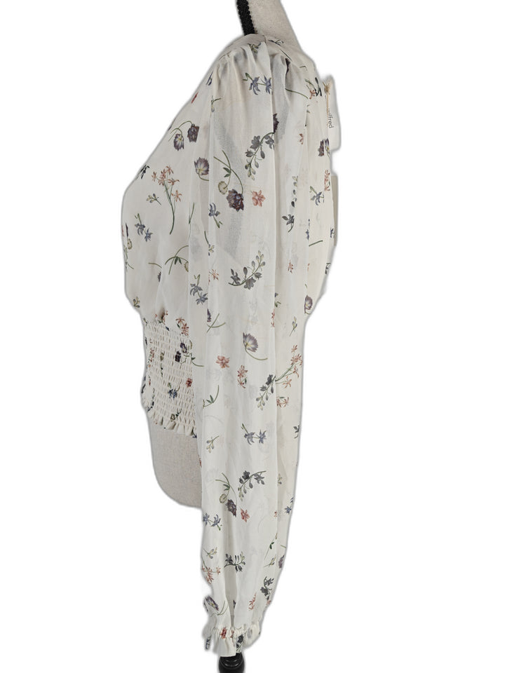 Womens Wilfred Genoa Blouse White Floral Size L NWT