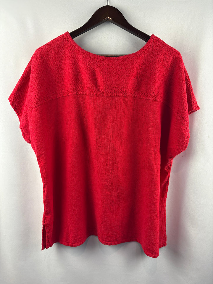 Women’s Dunes Size 1X Bright Red Short Sleeve Blouse
