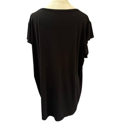 Women’s Sweet Rain Black Flor Patterned Keyhole T-Shirt Sz 3X