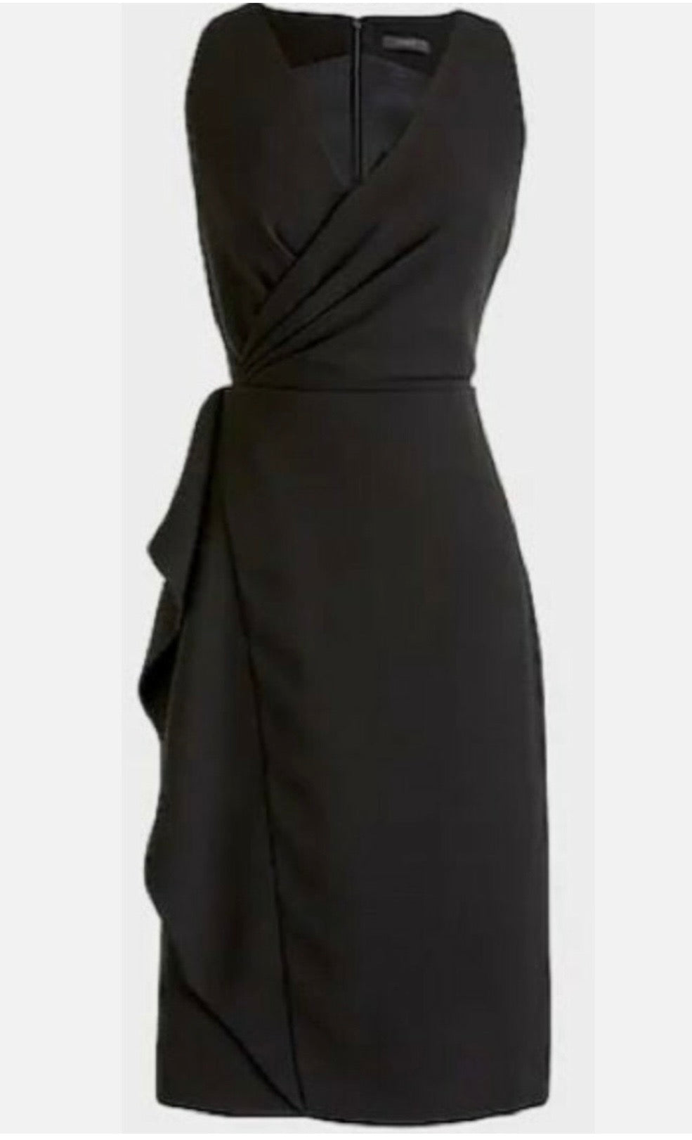 J.Crew 365 Sleeveless Black Faux‑Wrap Crepe Dress Sz14