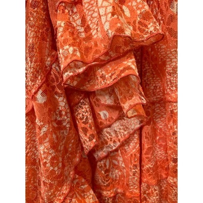 Serendipity Maui Orange Lace Tiered Skirt XL Womens Boho Flowy Design
