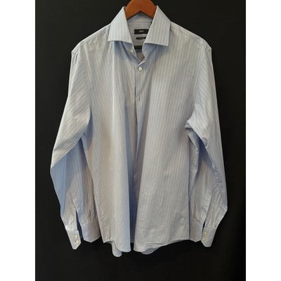 Hugo Boss Mens Regular Fit Blue Striped Dress Shirt