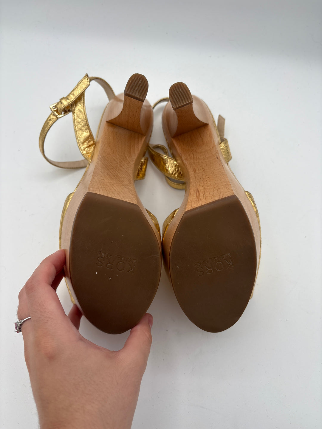 Women’s Kors by Michael Kors Size 9.5 Gold Snakeskin Pumps