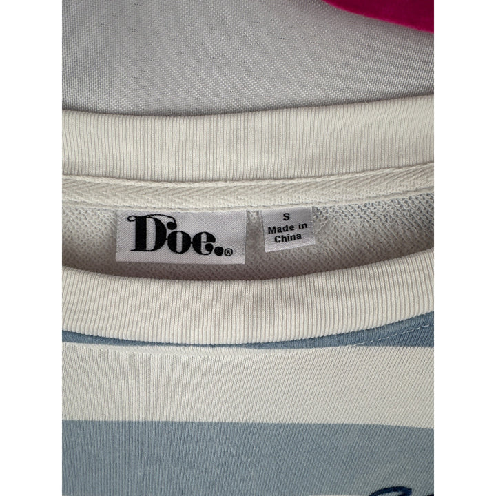 Doe "Good Vibes" Blue & White Striped Sweater S Cotton/Polyester