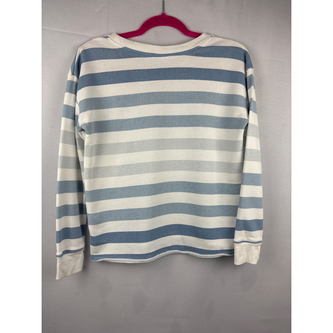 Doe "Good Vibes" Blue & White Striped Sweater S Cotton/Polyester