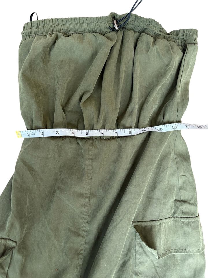 Forever 21 Olive Green Military Bandeau Midi Zip up women's dress, Size S